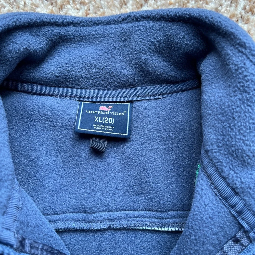 Vineyard Vines Slate Blue Green Fleece Vest Size Youth Large XL 20 - Picture 2 of 3